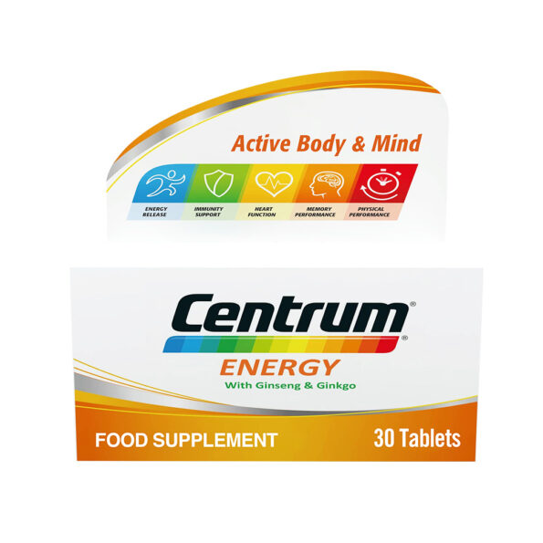 Buy Centrum Energy Multivitamin with Ginseng and Gingko Biloba 30 Tablets