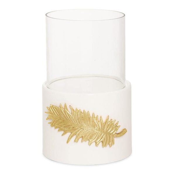 Buy Ivy Stainless Steel Candle Holder, Cream & Gold - 13x20 cm