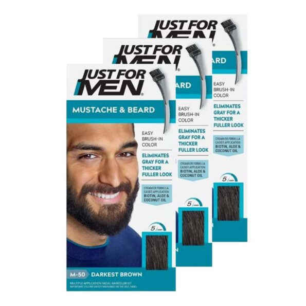 Buy Just For Men x 3 Brush-In Color Gel Moustache & Beard Gel Darkest Brown M-50