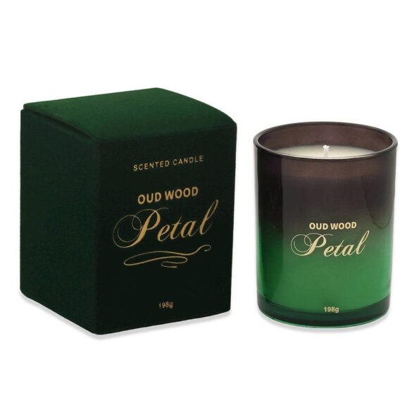 Buy Petal Oud Wood Candle, Green - 198 g