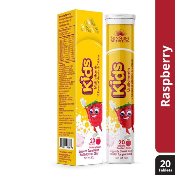 Buy Sunshine Nutrition Kids Multivitamin Raspberry Flavor Effervescent Tablets 20's