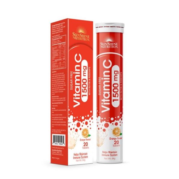 Buy Sunshine Nutrition Vitamin C 1500mg With Rutin & Rosehips Effervescent Tablets 20's