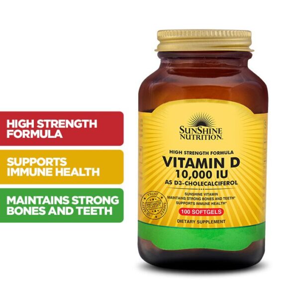 Buy Sunshine Nutrition Vitamin D 10000 Iu Softgels 100's