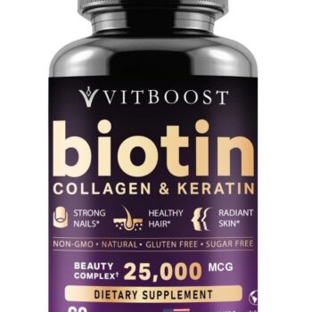 Biotin with Collagen and Keratin – 25000 mcg, 60 Capsule