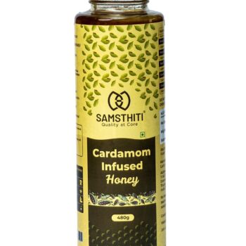 Cardamom Infused Honey 100% Natural Organic And Pure Honey No Added Sugar No Added Color Flavour Unadulterated, Pack Of 1