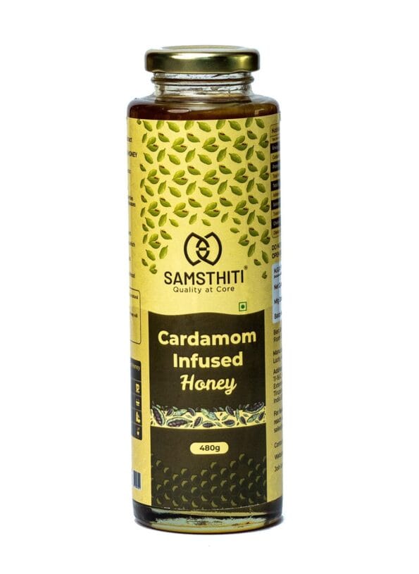 Cardamom Infused Honey 100% Natural Organic And Pure Honey No Added Sugar No Added Color Flavour Unadulterated, Pack Of 1