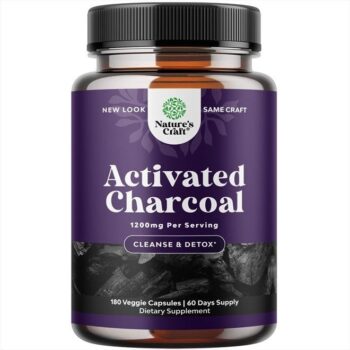 Cleanse and Detox Activated Charcoal Capsules - Purifying Detox Pills with 1200mg Coconut Charcoal Powder for Bloating Relief and Body Detox...