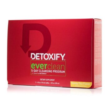 Detoxify - Ever Clean Cleansing Program - Honey Tea - 5 x 4 oz Bottles - 5-Day Solution - Green Tea, Vitamins & Minerals - Plus Sticker and Bag