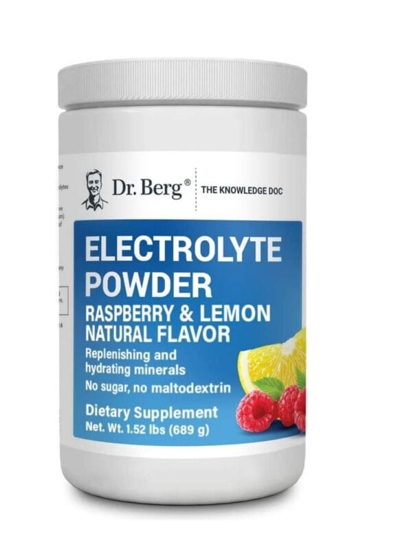 Dr. Berg's Electrolyte Powder, Raspberry & Lemon Natural Flavor - Hydration Drink Mix Supplement w/ 13x Potassium - Boost Energy & Keto Friendly -...