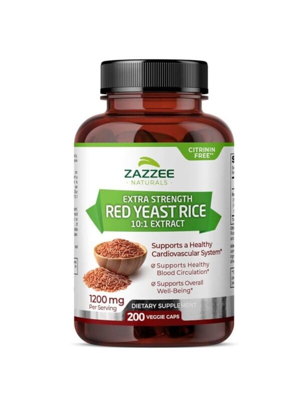 Extra Strength Red Yeast Rice 10:1 Extract Capsules 1200 Mg Citrinin Free 200 Vegan Capsules Nonirradiated Nongmo And Allnatural Supports...