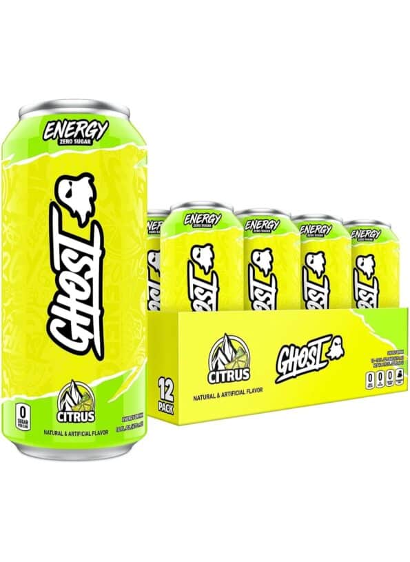 Ghost Energy Sugar-Free Energy Drink - 12-Pack, Citrus, 16oz Cans - Energy & Focus - 200mg of Natural Caffeine, L-Carnitine & Taurine -Soy,...