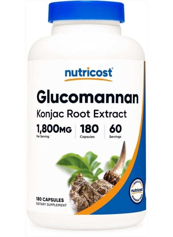 Glucomannan 1,800mg Per Serving, 180 Capsules - Natural Fiber Source, Non-GMO, Gluten Free
