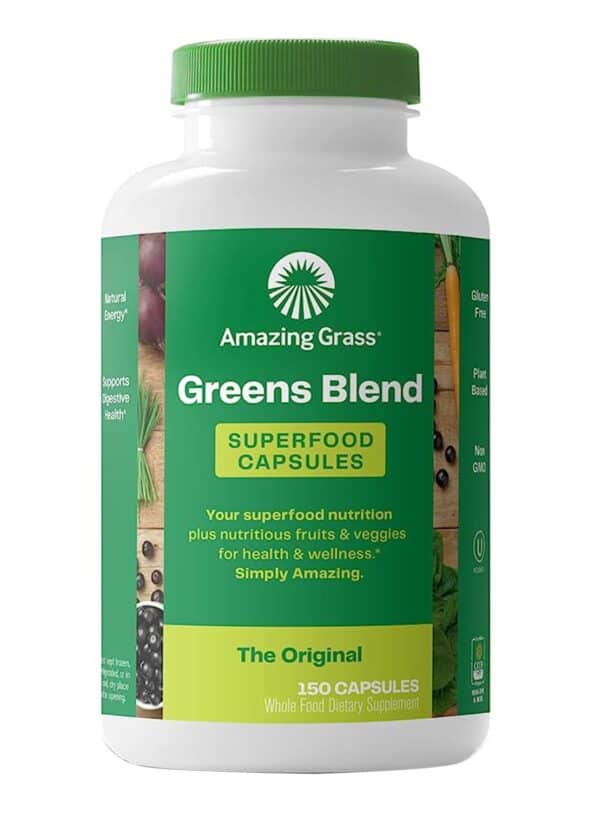 Greens Superfood Powder: Greens Powder with Digestive Enzymes & Probiotics, Organic Spirulina, Chlorella, and Beet Root Powder, Original, 150 Count