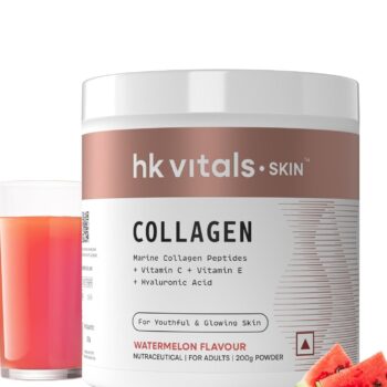 HealthKart HK Vitals Skin Radiance Collagen Powder Marine Collagen Watermelon 200 g Collagen Supplements for Women and Men with Biotin Vitamin C E...