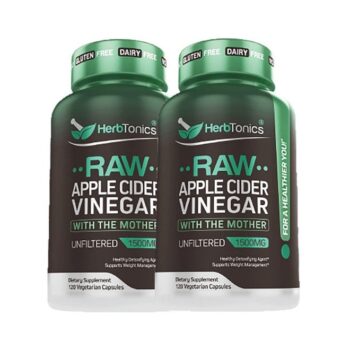 Herbtonics Raw Apple Cider Vinegar Capsules With Mother - Detox, Cleanse & Digestive Health Formula - Unfiltered Acv For Weight Management,...