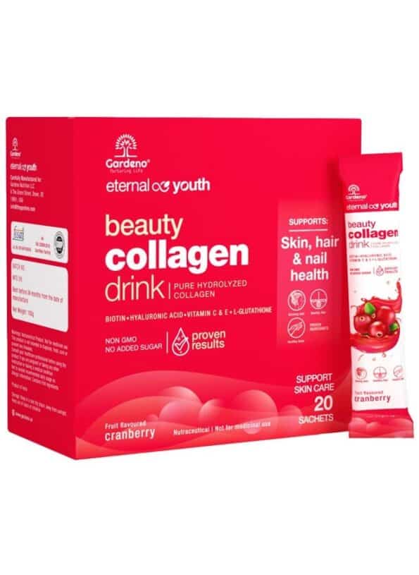 Hydrolyzed Marine Collagen Drink Mix With Natural Cranberry Flavour - 20 Sachets, 5gm Each