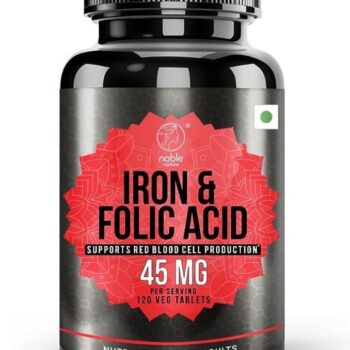Iron & Folic Acid Supplement, with Zinc, Copper, Vitamin C & Vitamin B12, Supports Red Blood Cell Production - 120 Veg Tablets