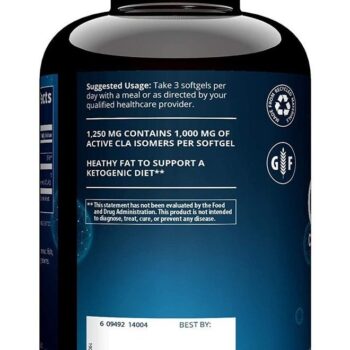 Nutrition CLA 1250 | Keto Friendly | 80% CLA High Potency | 1000mg CLA per Capsule | Healthy fats | Gluten-Free | 30 Servings