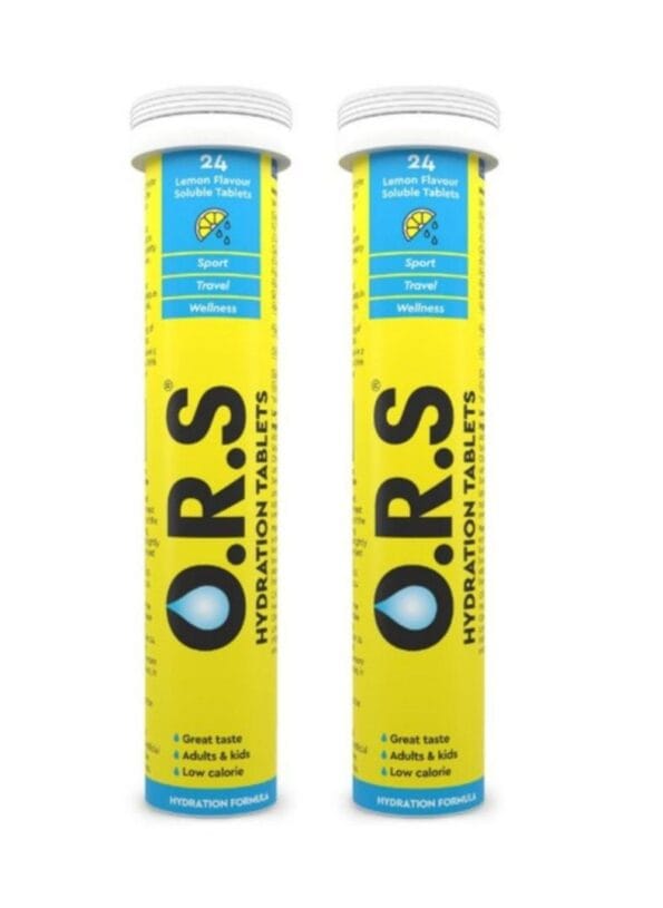 O.R.S Hydration Tablets with Electrolytes, Vegan, Gluten And Lactose Free Formula - Natural Lemon Flavor - 24 Count Pack of 2