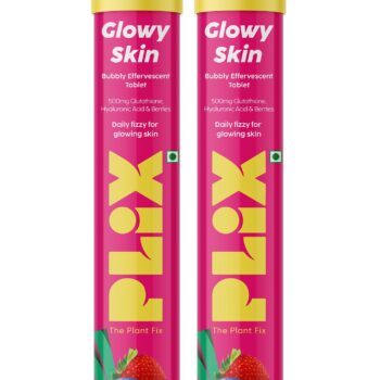 PLIX THE PLANT FIX 500mg Glutathione Skin Glow 30 Effervescent Tablets for Clear and Youthful Skin | Vitamin E Reduces Pigmentation, Fades Dark...