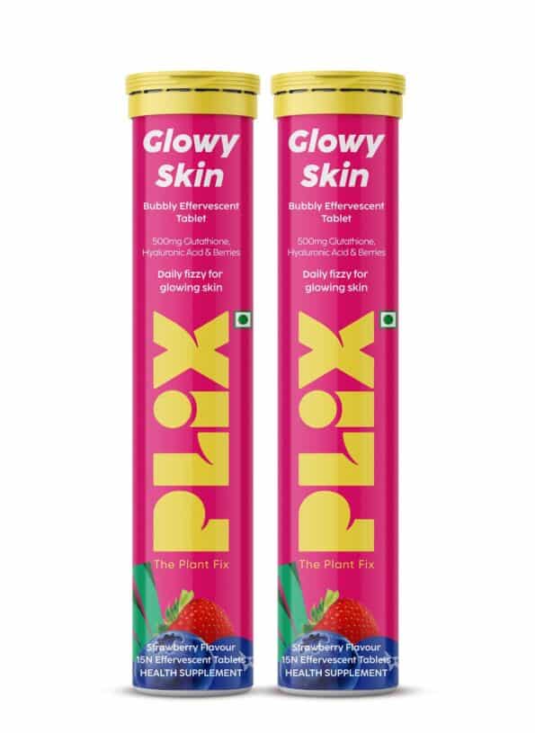 PLIX THE PLANT FIX 500mg Glutathione Skin Glow 30 Effervescent Tablets for Clear and Youthful Skin | Vitamin E Reduces Pigmentation, Fades Dark...
