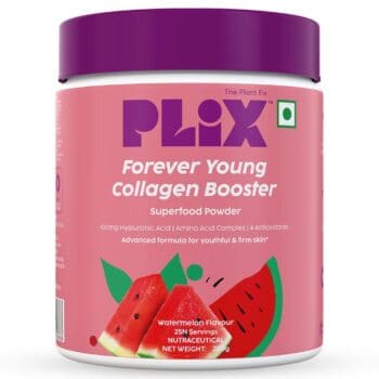 PLIX THE PLANT FIX Forever Young Collagen Booster Plant-Based Collagen Powder for Skin Elasticity & Renewal- 25 Servings (Watermelon) Pack of 1, 200g