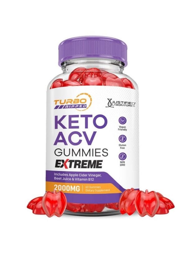 Turbo Ripped Keto ACV Gummies Extreme 2000MG Turbo Ripped Keto Gummies Apple Cider Vinegar Formulated with Pomegranate Beet Juice Powder B12 Vegan...