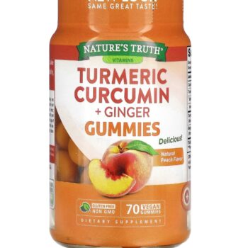 Turmeric Curcumin + Ginger, Natural Peach, 70 Vegan Gummies