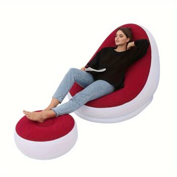 2pcs set of inflatable leisure sofa chairs and footstools, outdoor folding lounge chairs, plush leisure sofas, can be stored and inflatable in Uganda - Image 7