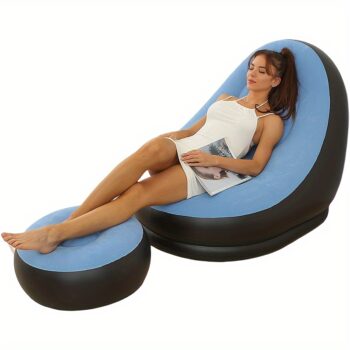 2pcs set of inflatable leisure sofa chairs and footstools, outdoor folding lounge chairs, plush leisure sofas, can be stored and inflatable in Uganda - Image 4