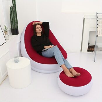 2pcs set of inflatable leisure sofa chairs and footstools, outdoor folding lounge chairs, plush leisure sofas, can be stored and inflatable in Uganda - Image 6